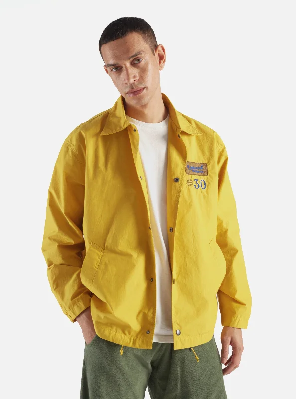 Universal Works Embroidered Head Coach Jacket in Yellow Halley Ripstop