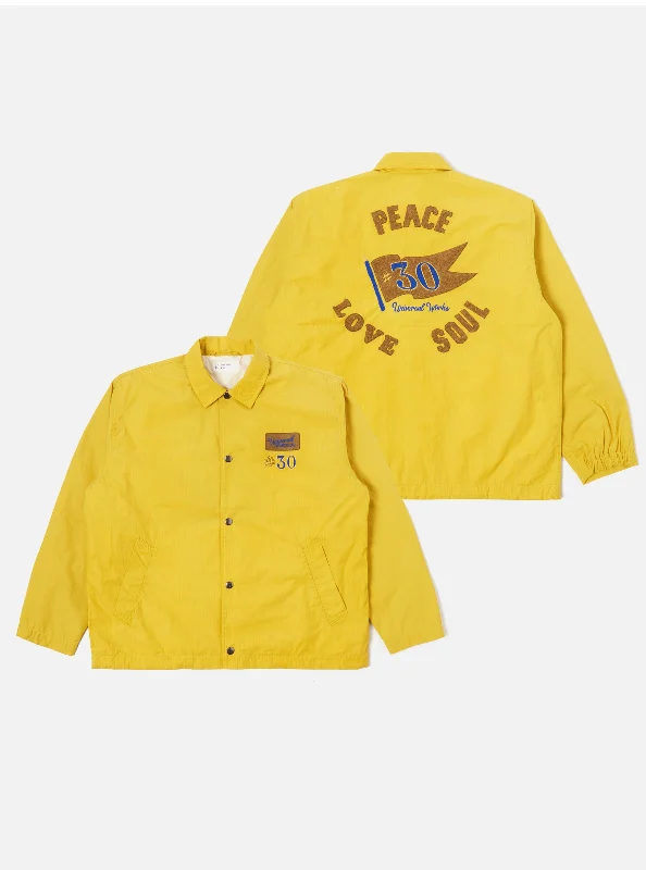 Universal Works Embroidered Head Coach Jacket in Yellow Halley Ripstop