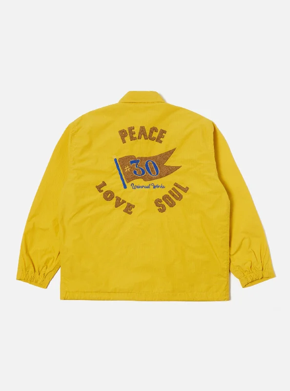 Universal Works Embroidered Head Coach Jacket in Yellow Halley Ripstop