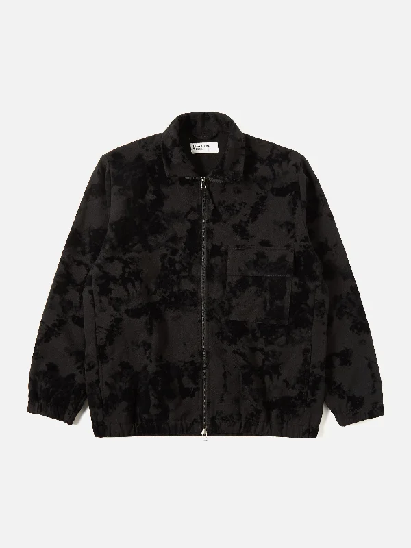 Universal Works K Track Top in Black Japanese Flock Camo