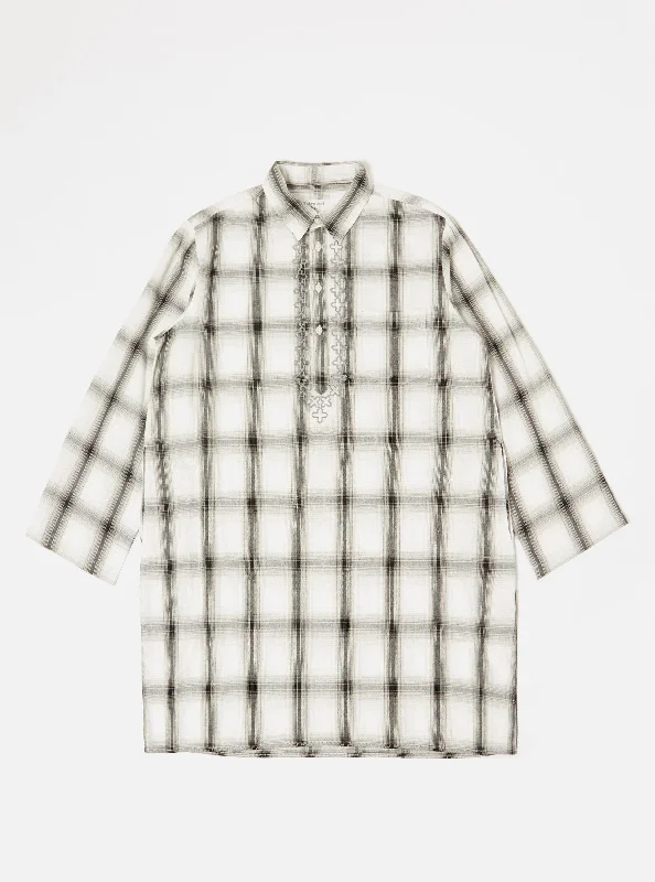 Universal Works Kurta Shirt in Ecru Shadow Check