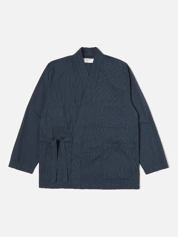 Universal Works Kyoto Work Jacket in Navy Nearly Pinstripe