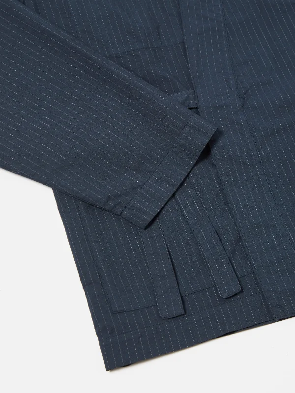 Universal Works Kyoto Work Jacket in Navy Nearly Pinstripe