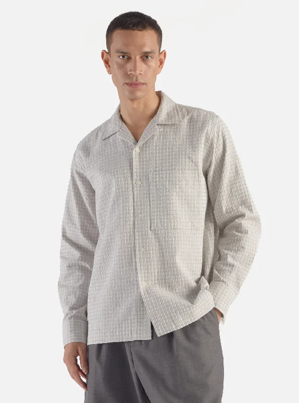 Universal Works L/S Camp Shirt II in Light Olive Delos Cotton