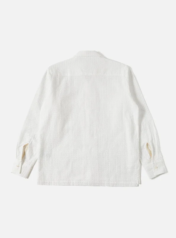 Universal Works L/S Camp Shirt II in White Delos Cotton