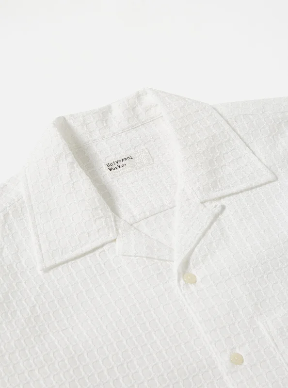 Universal Works L/S Camp Shirt II in White Delos Cotton