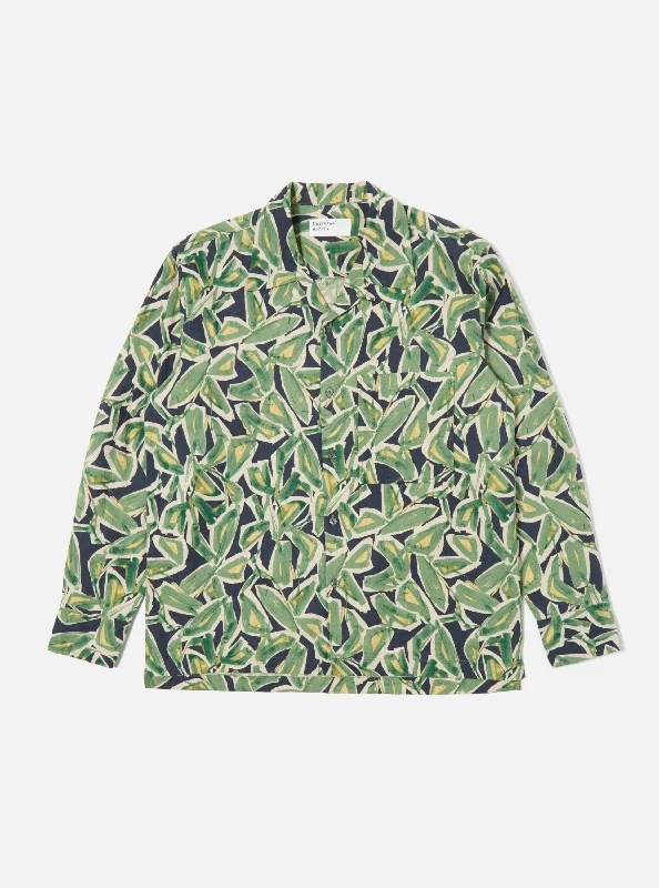 Universal Works L/S Camp Shirt in Navy Artist Flower Lincot