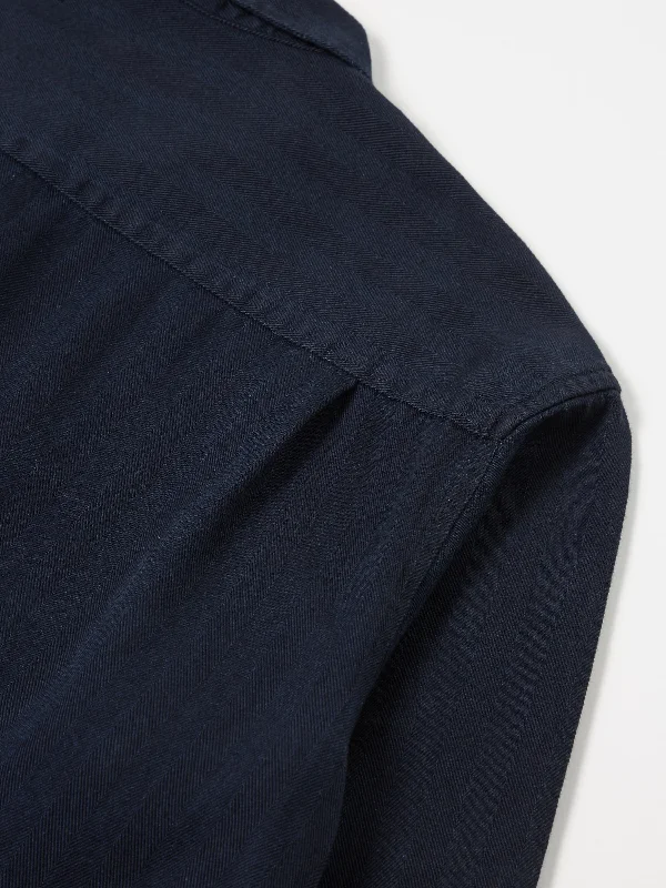 Universal Works L/S Utility Shirt in Indigo Herringbone Denim