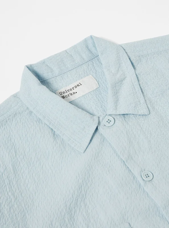 Universal Works L/S Utility Shirt in Sky Shin Seersucker