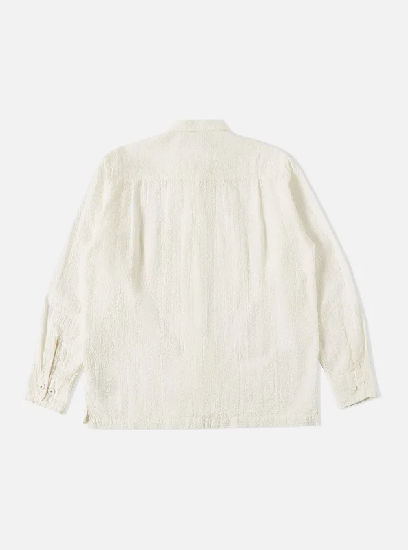 Universal Works L/S Utility Shirt in White Shin Seersucker