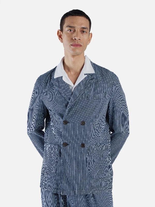 Universal Works Manor Jacket in Indigo Hickory Stripe Denim