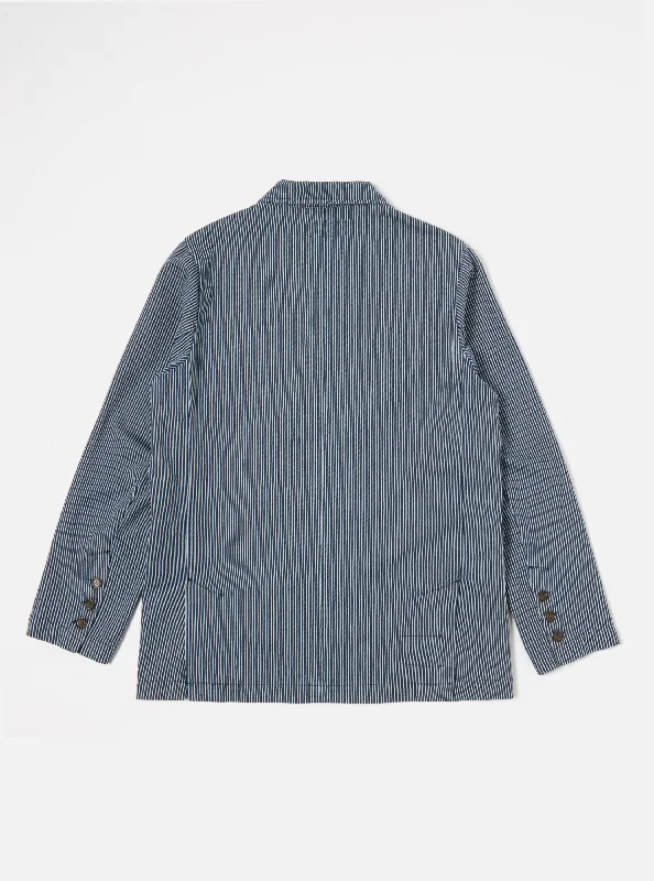 Universal Works Manor Jacket in Indigo Hickory Stripe Denim