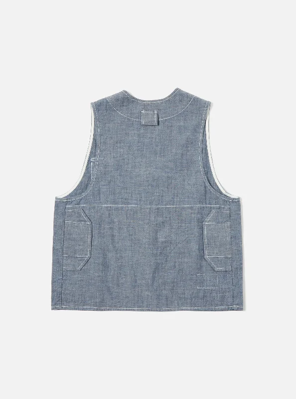 Universal Works Marine Gilet in Indigo Chambray