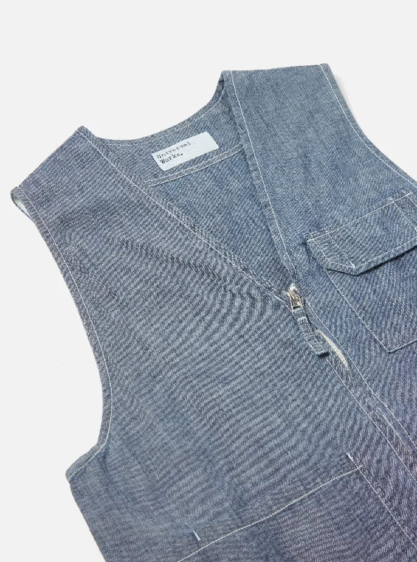 Universal Works Marine Gilet in Indigo Chambray