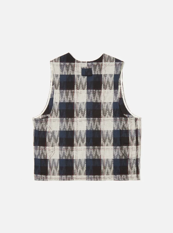 Universal Works Marine Gilet in Indigo Deck Ikat