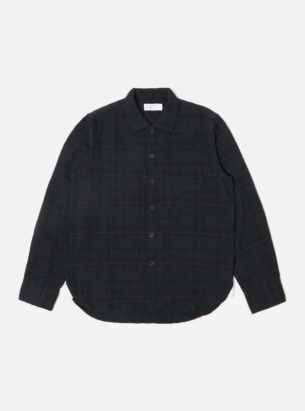 Universal Works OP Work Shirt in Navy Overshirt Check