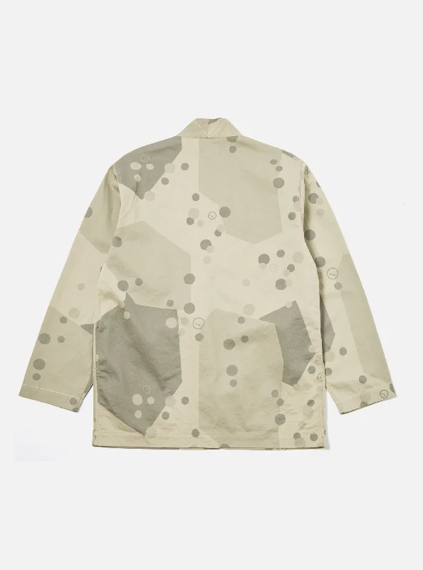 Universal Works Osaka Work Jacket in Stone UW. Camo Twill