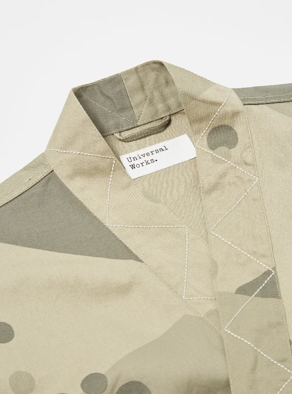 Universal Works Osaka Work Jacket in Stone UW. Camo Twill