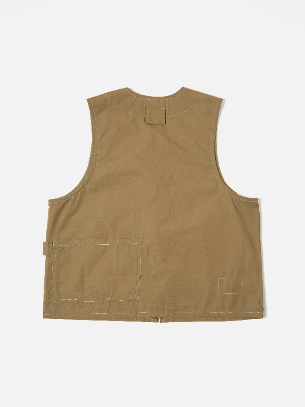 Universal Works Painters Gilet in Khaki Broad Cloth