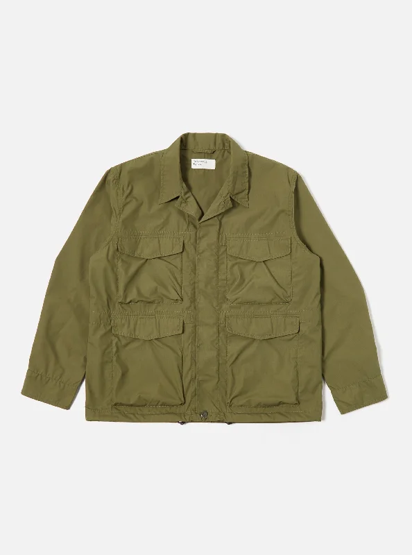 Universal Works Parachute Field Jacket in Olive Recycled Poly Tech