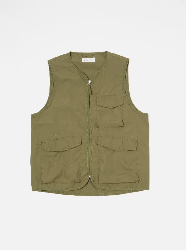 Universal Works Parachute Liner Gilet in Olive Recycled Poly Tech