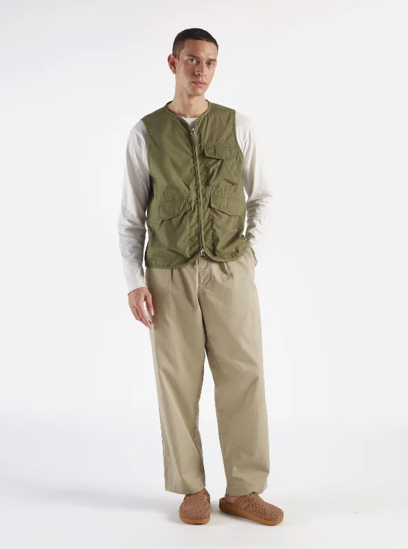 Universal Works Parachute Liner Gilet in Olive Recycled Poly Tech