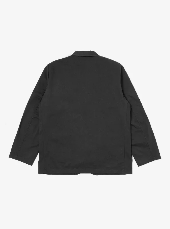 Universal Works Three Button Jacket in Black Twill