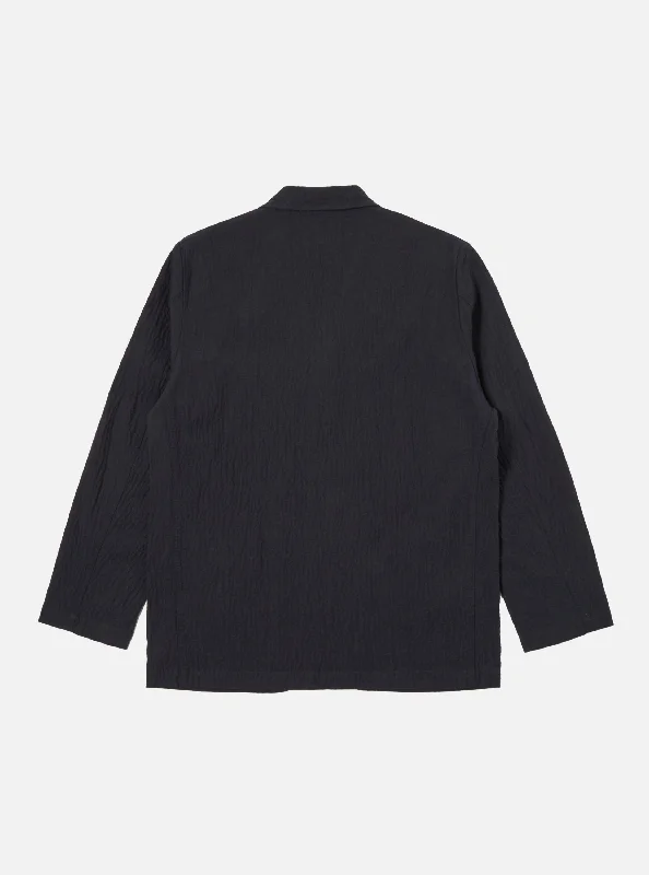 Universal Works Three Button Jacket in Dark Navy Ospina Cotton