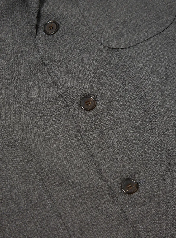 Universal Works Three Button Jacket in Grey Marl Tropical Suiting