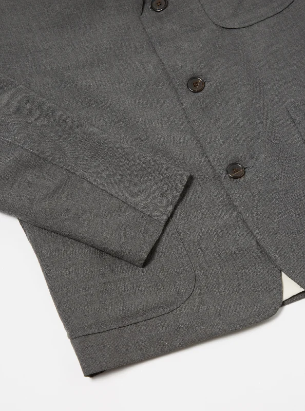 Universal Works Three Button Jacket in Grey Marl Tropical Suiting