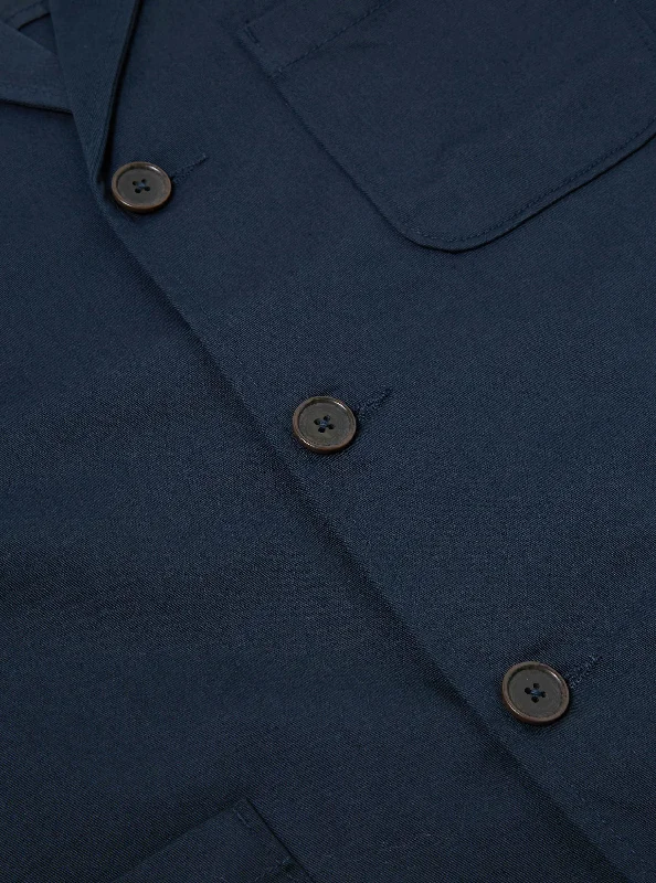 Universal Works Three Button Jacket in Navy Twill