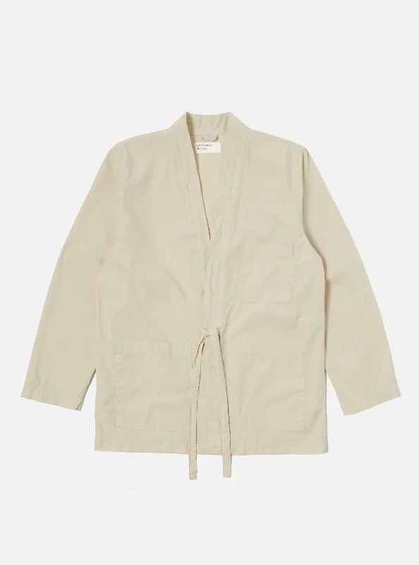 Universal Works Tie Front Jacket in Driftwood Organic Fine Poplin