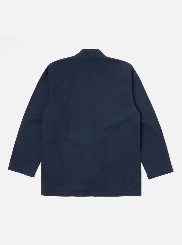 Universal Works Tie Front Jacket in Navy Organic Fine Poplin