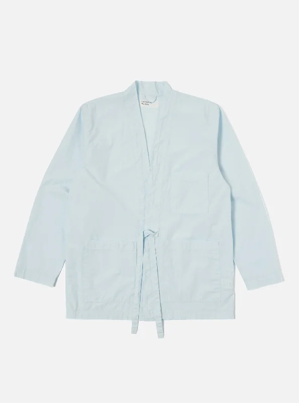 Universal Works Tie Front Jacket in Sky Organic Fine Poplin