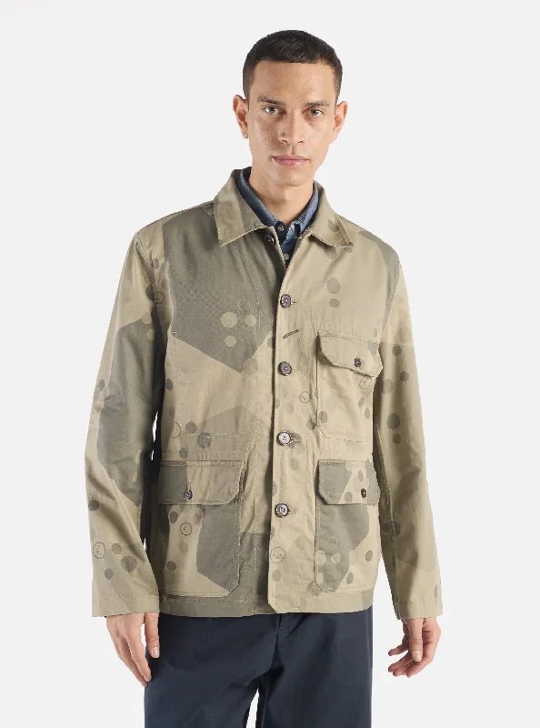 Universal Works Utility Jacket in Stone UW. Camo Twill