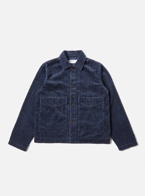 Universal Works Watchman II Jacket in Navy Houndstooth Cord