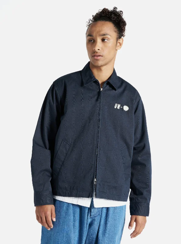 Universal Works Windcheater in Navy Embroidered Twill