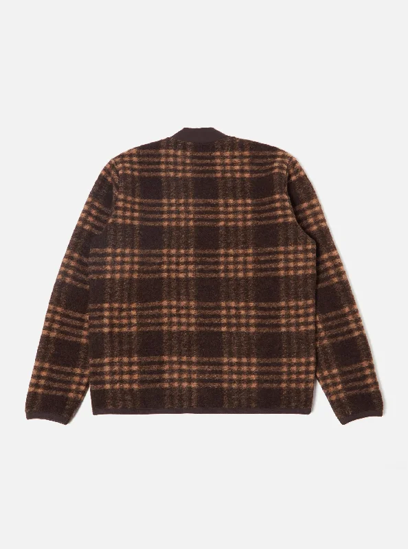 Universal Works Zip Bomber in Brown Check Duke Fleece