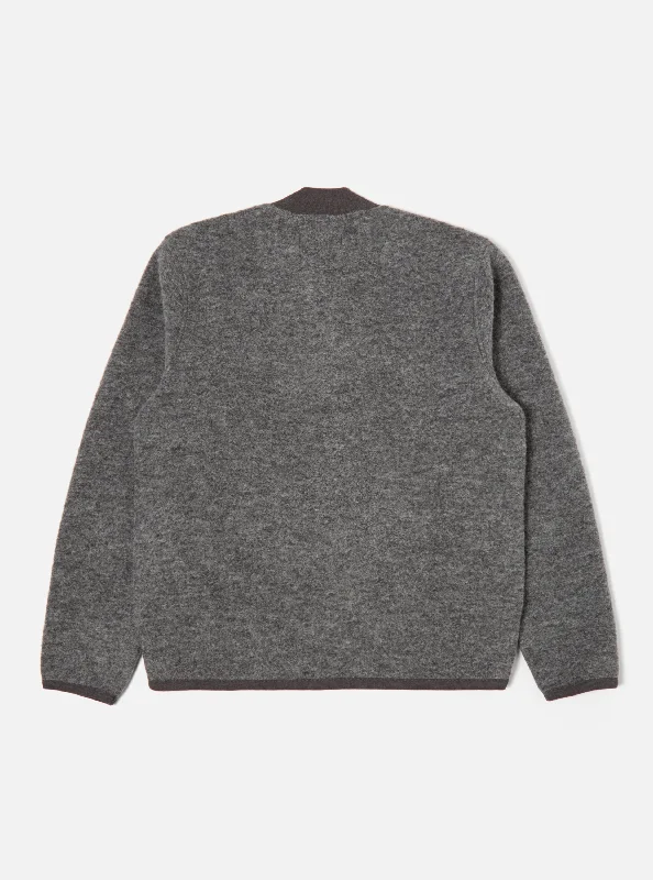 Universal Works Zip Bomber in Grey Marl Wool Fleece