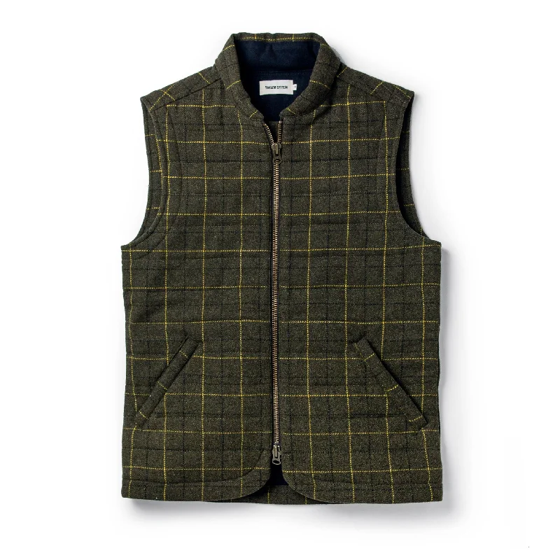 The Vertical Vest in Olive Plaid Wool