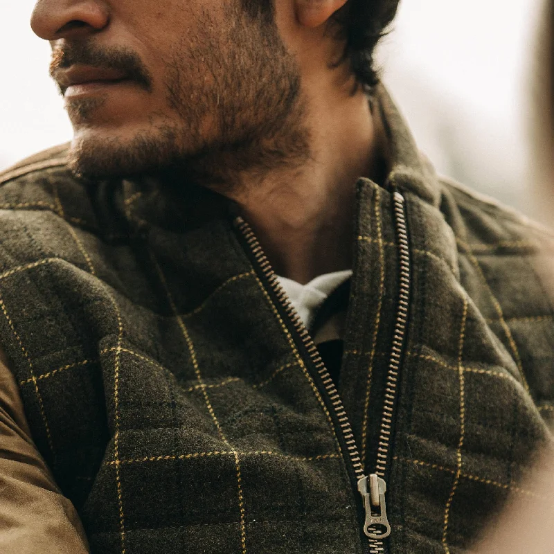 The Vertical Vest in Olive Plaid Wool