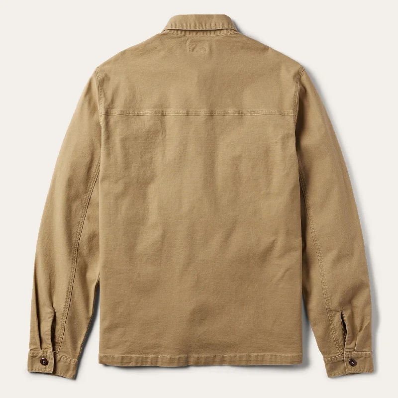 Camel Stretch Canvas Shirt Jacket