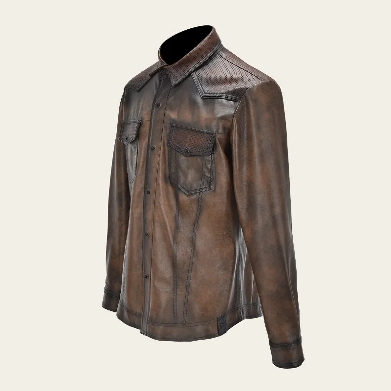 Camisole dark brown leather jacket