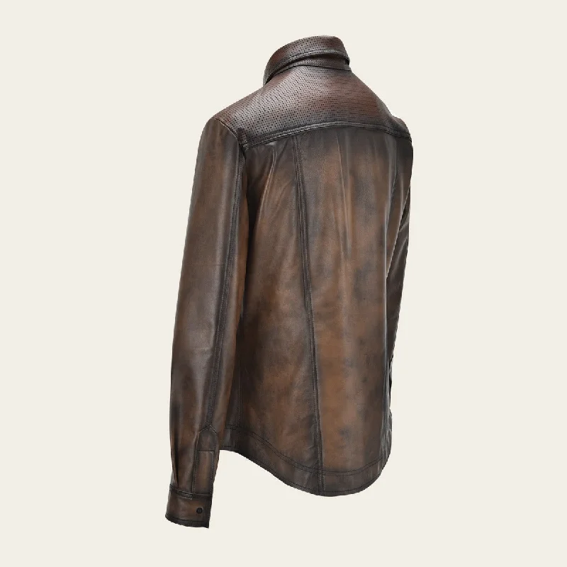 Camisole dark brown leather jacket