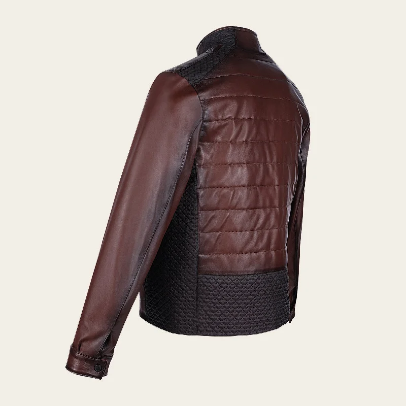 Brown ovine leather modern casual jacket