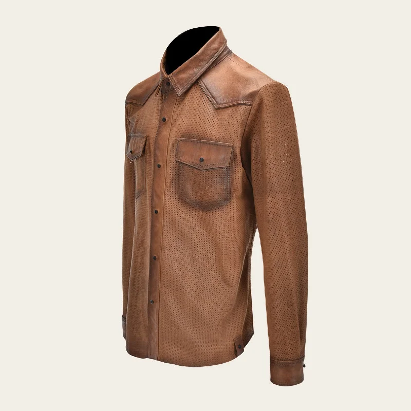 Camisole honey brown leather jacket