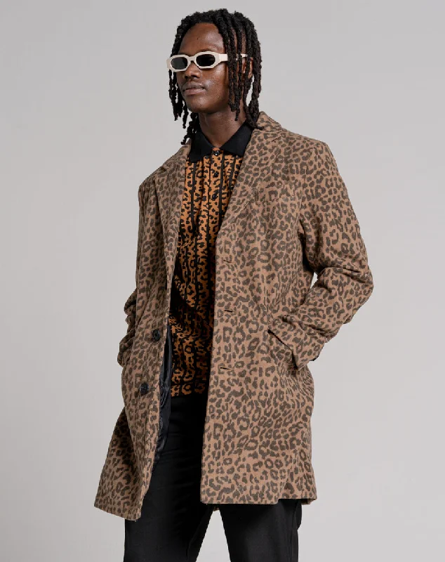 DELCO UNISEX ANIMAL PRINT COAT | LEOPARD PRINT