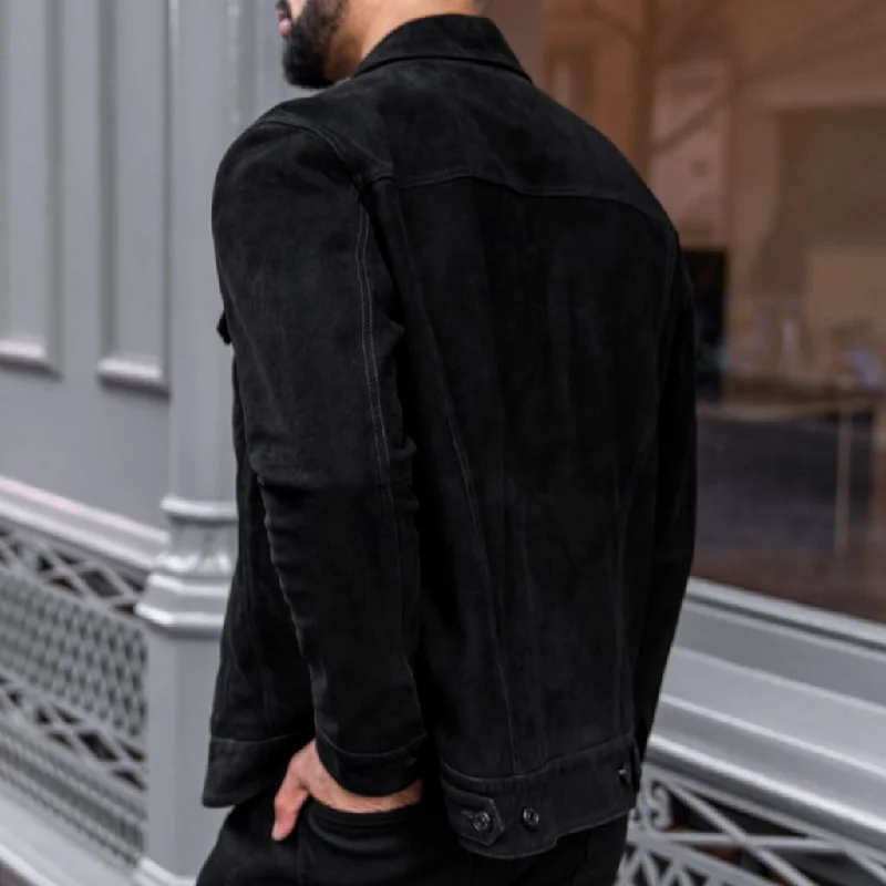 Suede Trucker Jacket | Black