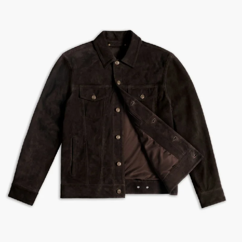 Suede Trucker Jacket | Chocolate