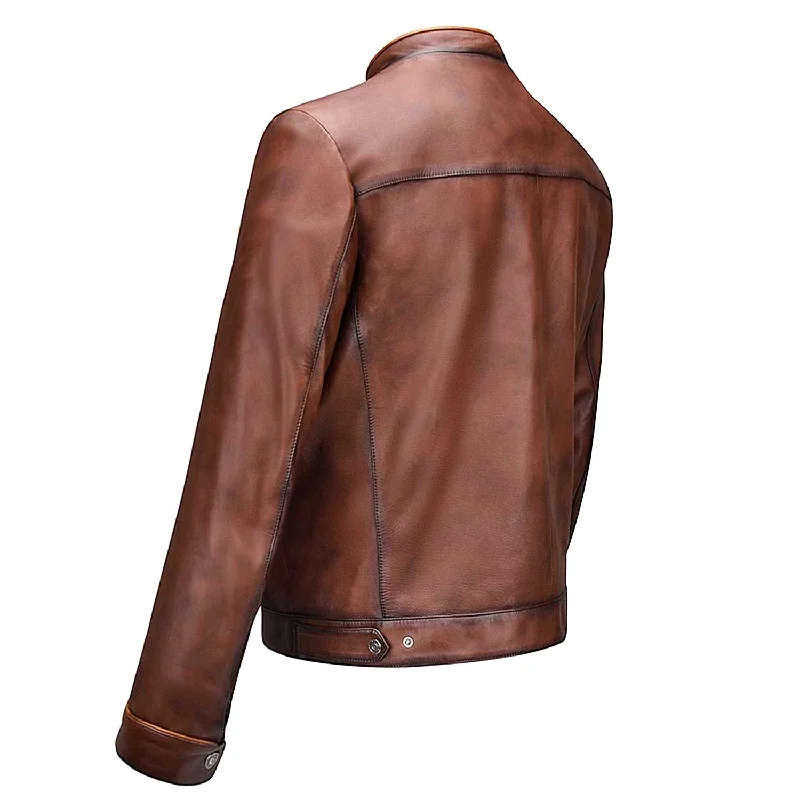 Minimalist brown leather jacket